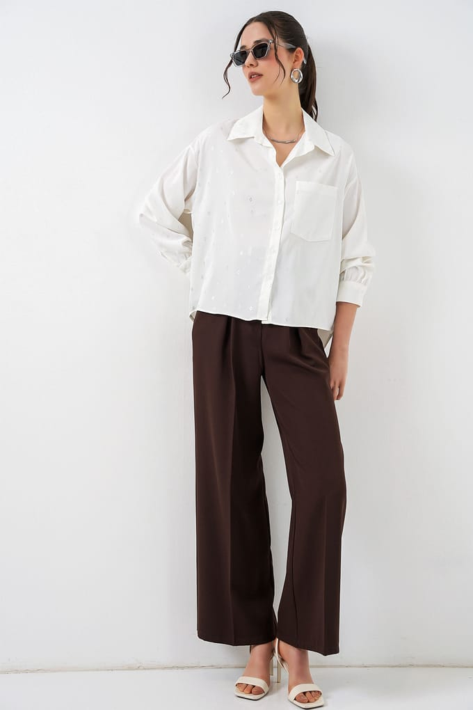 Oversized Lange Mouw Geprinte Shirt met Zak