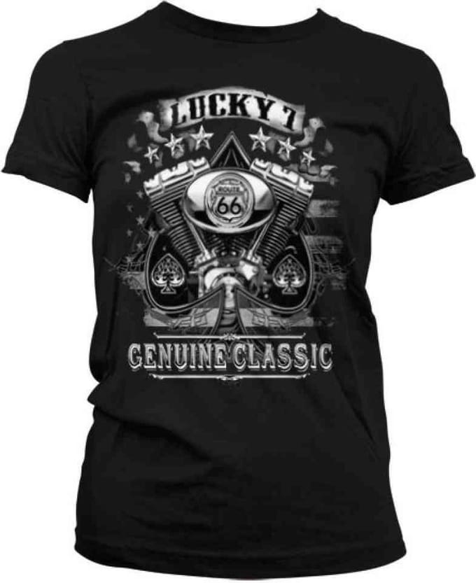 Dames Tshirt -S- Lucky 7 Genuine Classic Zwart