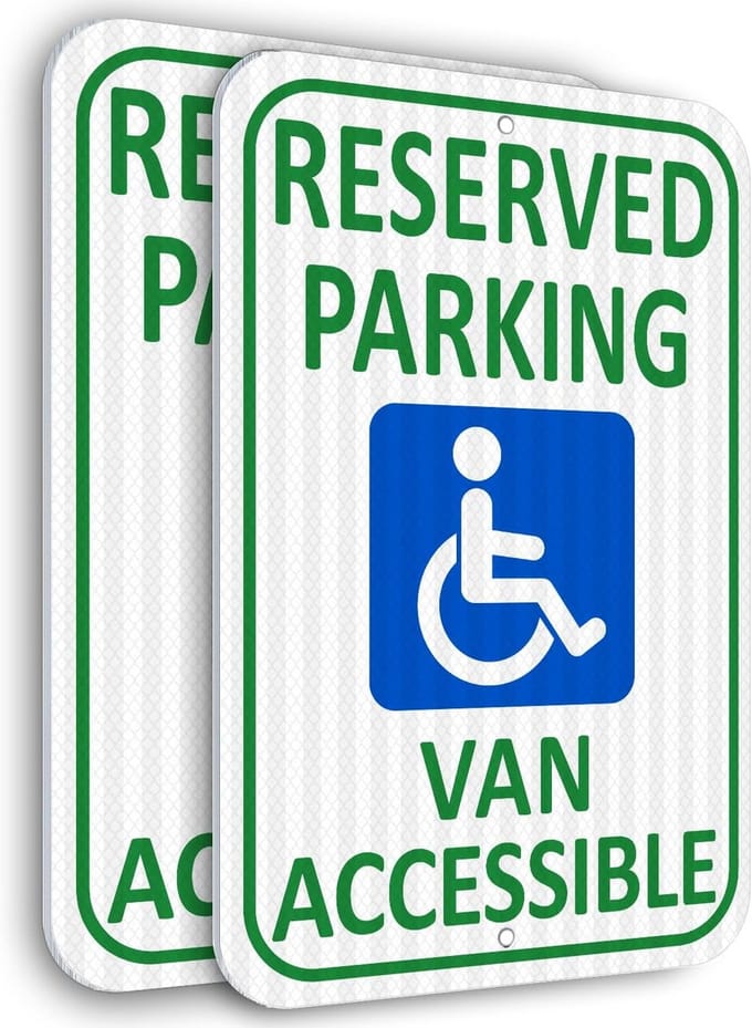 Groot Reflecterend Parkeerbord 'Gereserveerd' voor Mindervaliden Parkeerplaats