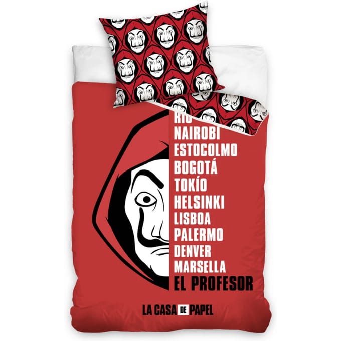 La Casa De Papel Dekbedovertrek 140 x 200 cm Rood