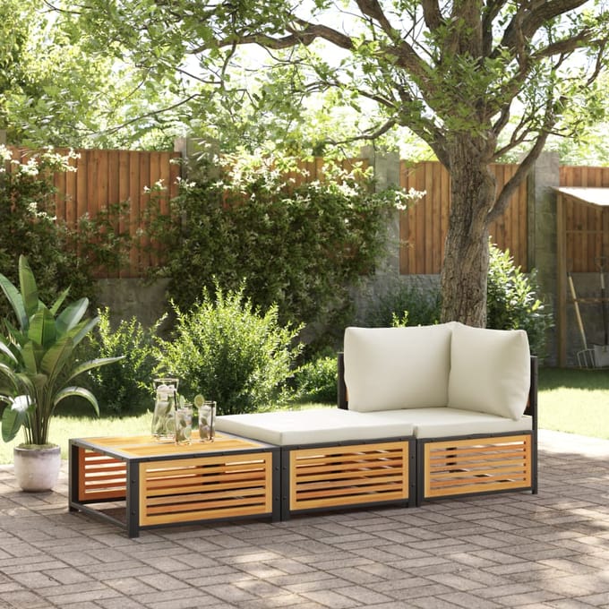 vidaXL - Tuintafel - met - kruk - massief - acaciahout
