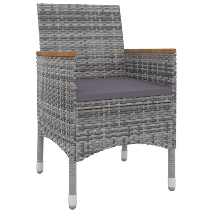 vidaXL - 3-delige - Tuinset - met - kussens - poly - rattan - en - glas