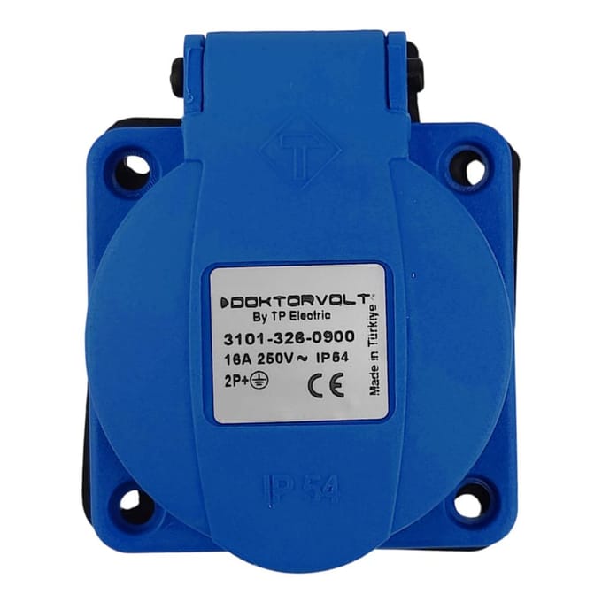 Prise de Tableau Ip54 Avec Broche de Terre 230V 16A Type E Bleue