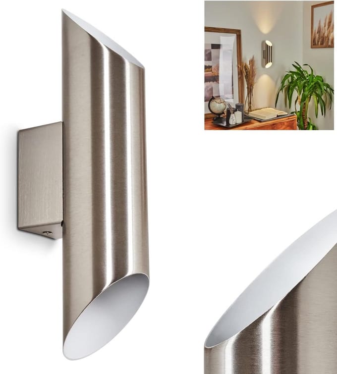Moderne Wandlamp Uplight Downlight Metaal Nikkel Wit Inclusief LED GU10