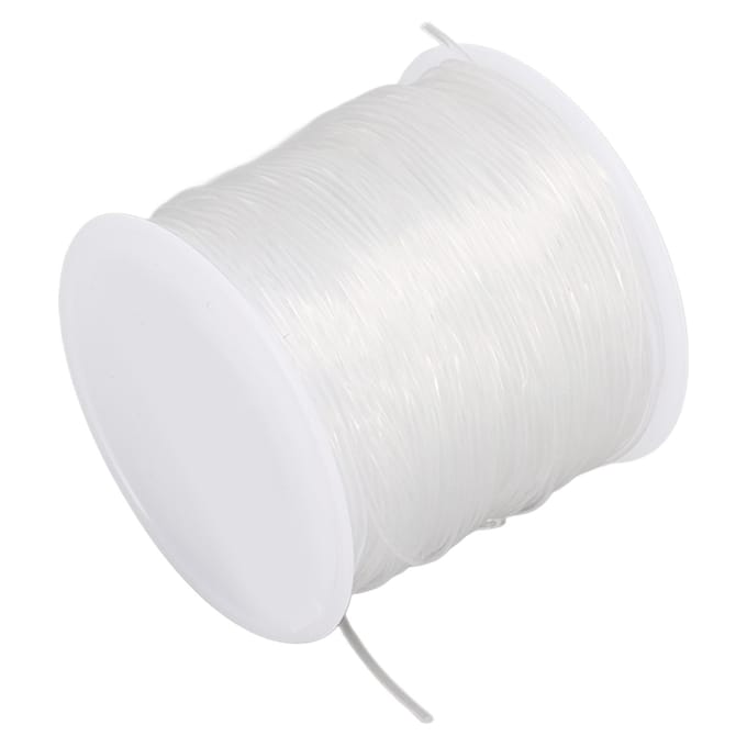 Fil de Cristal 1,2 mm DIY Artisanat Transparent Élastique Rond Clair Fil Élastique Transparent avec 2 Perles white