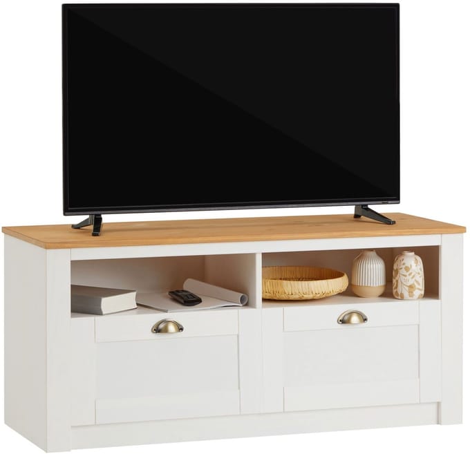 TV-lowboard BOLTON 110 cm met 2 lades - wit/bruin