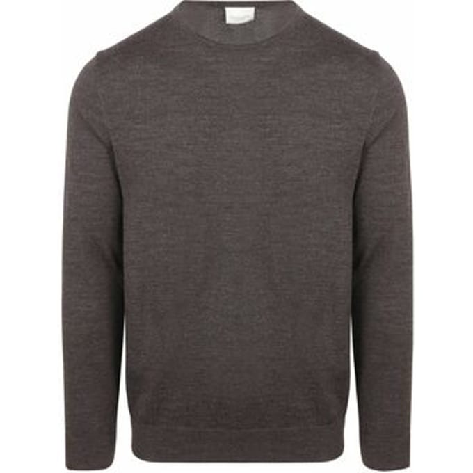Profuomo Pullover Merinowol Donkerbruin - Maat XL - Heren - Pullovers
