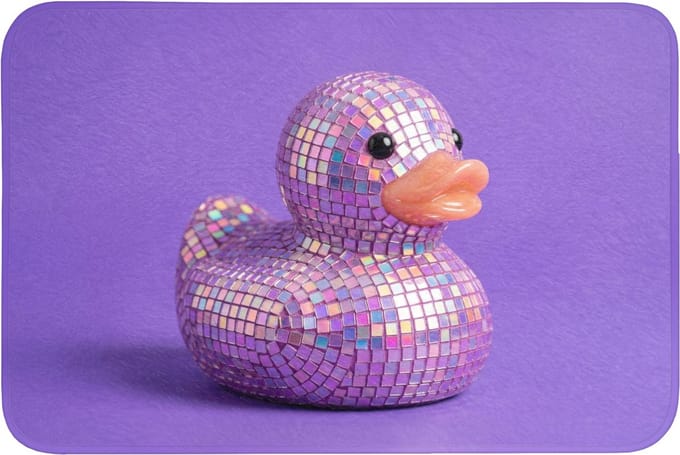 Badmat 90x60 cm - Antislip - Disco - Eend - Paars - Badmatten voor badkamer - Badkamermat - Douchemat - Badkamer mat