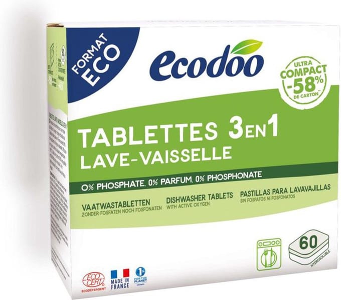 Ecodoo Vaatwas tabletten 3-in-1 geconcentreerd XL bio 60 Stuks