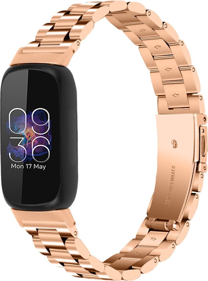 Stalen bandje - RVS - geschikt voor Fitbit Inspire 3 - rosegoud