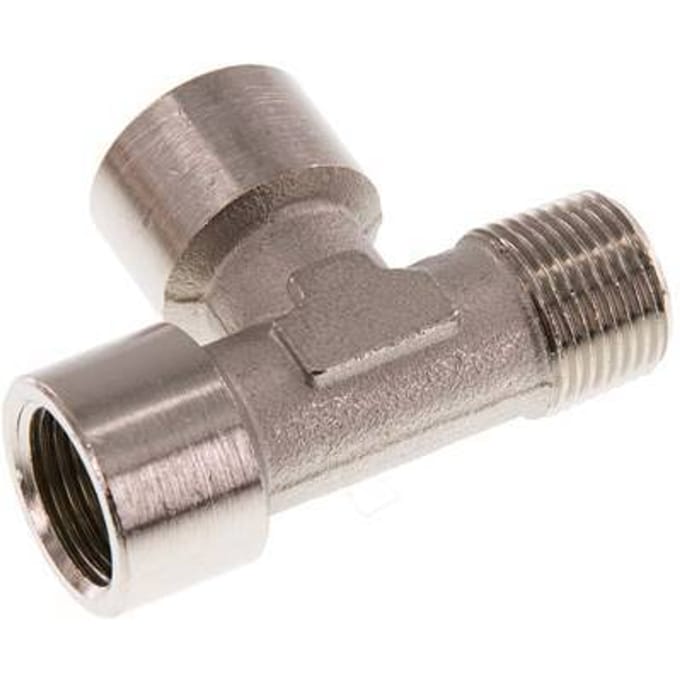 R 3/8'' x G 3/8'' M/F Vernikkeld Messing T-stuk 16 Bar [2 Stuks]