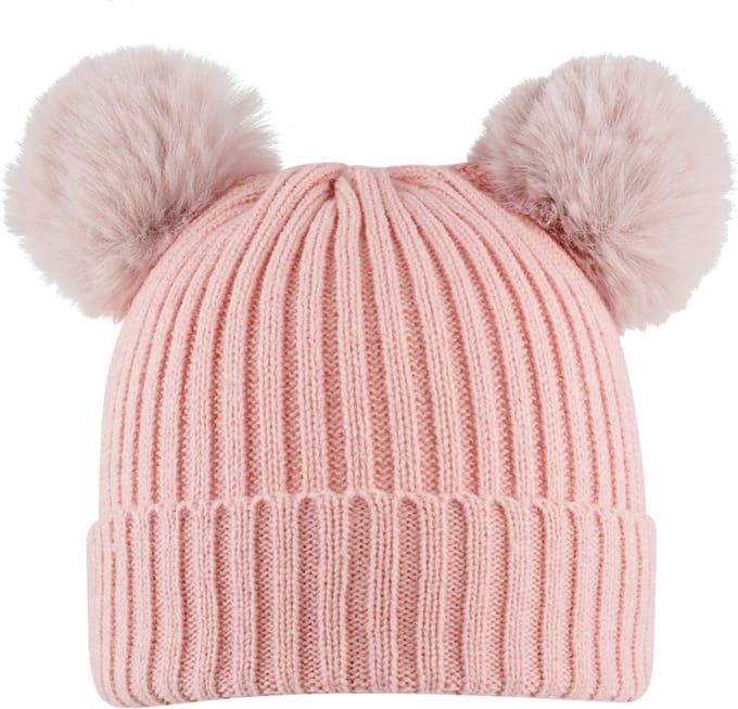 Yehwang kinder muts - Roze basic muts met bolletjes - Acryl