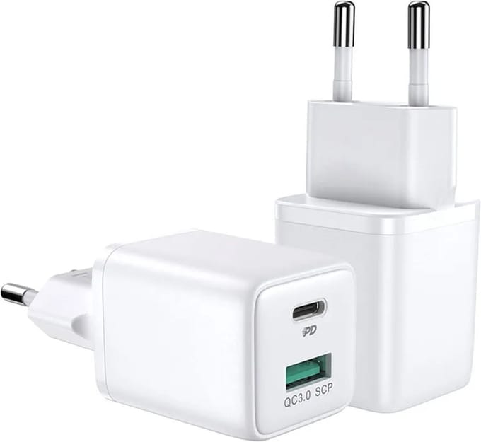 JOYROOM Mini USB C en USB A Adapter - Oplader - Snellader - 30W - Wit