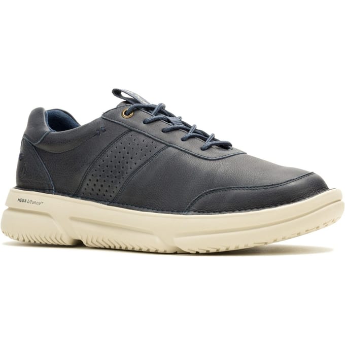 Hush Puppies Baylor Leren Heren Sneakers Marineblauw