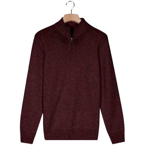 Baileys Trui Half Zip Single Knit Lamswol Dark Mauve / male