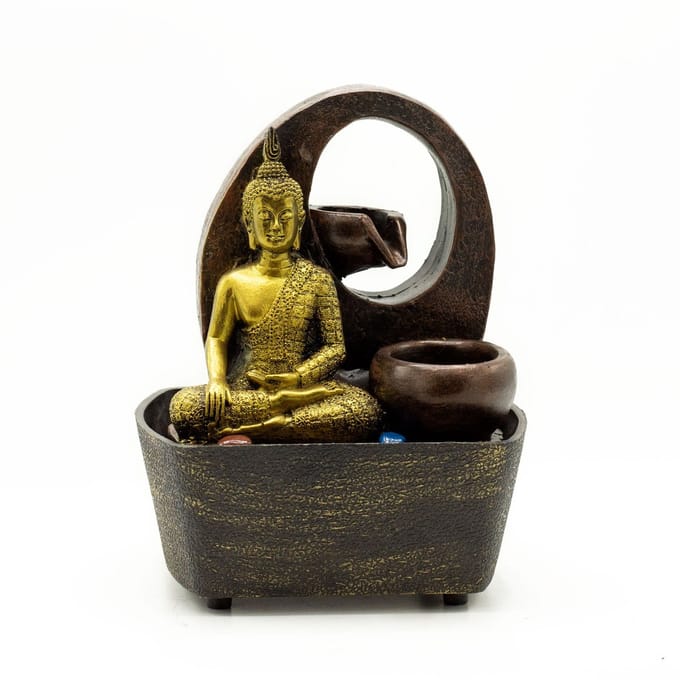 Tafelwaterornament - 21,5 cm - Gouden Boeddha en potten