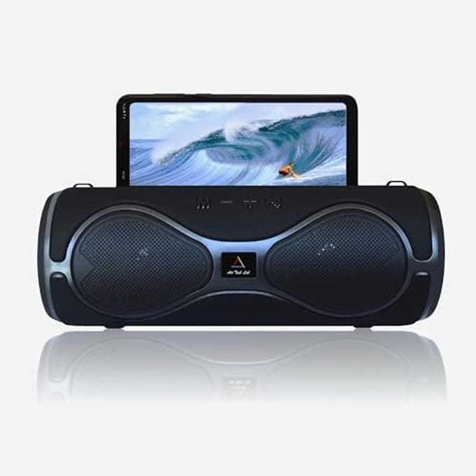 Moderne Bluetooth 5.0 luidspreker met LED verlichting, zwart - Draagbare luidspreker voor smartphones, tablets en laptops