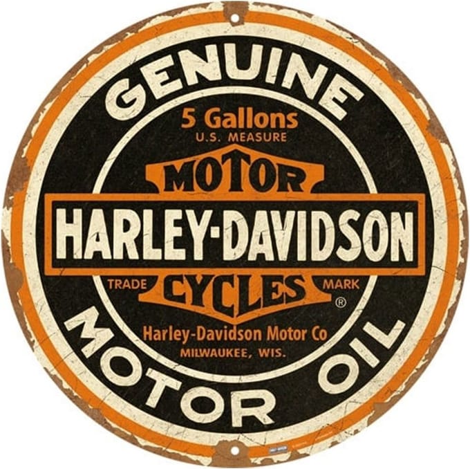 Rond Metaal Bord 35cm Harley-Davidson - Genuine Motor Oil