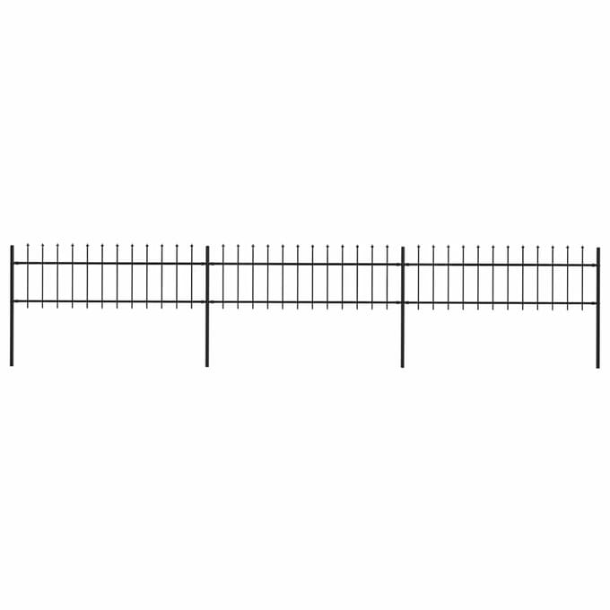 vidaXL - Tuinhek - met - speerpunt - staal - 504x60 - cm - zwart