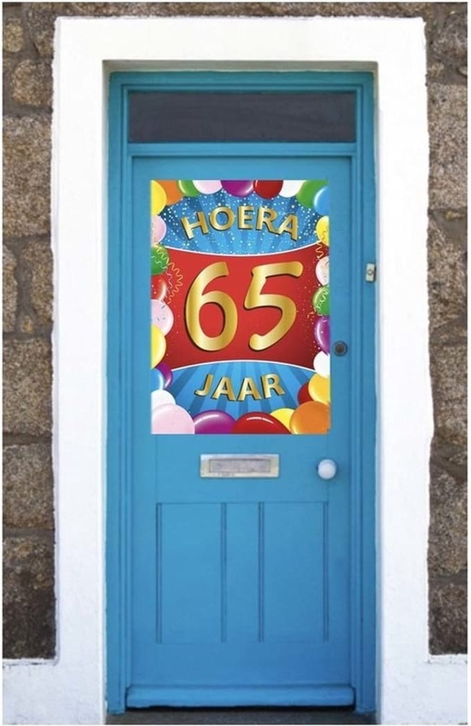 2x stuks 65 jaar mega poster / deurposter - 59 x 84 cm - verjaardag versiering