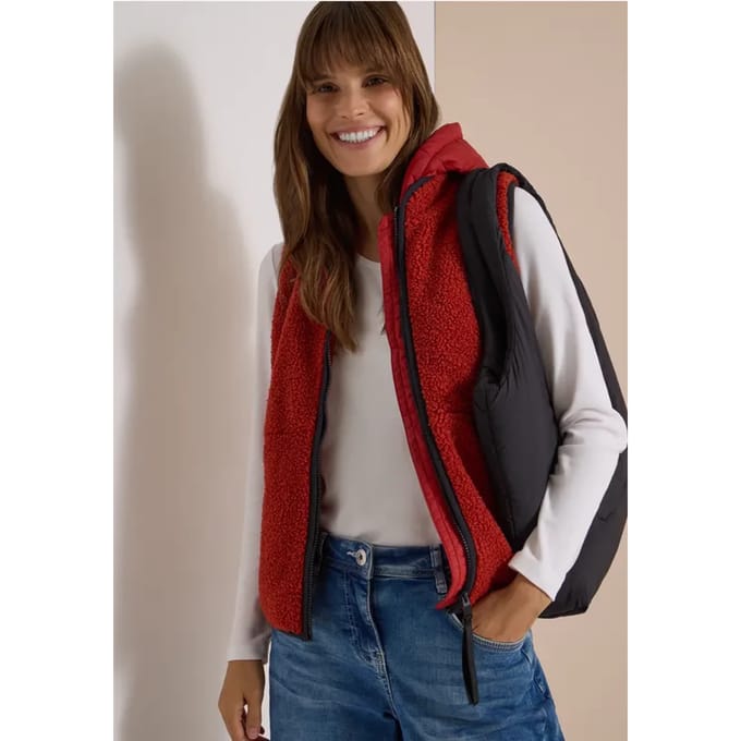 Teddy gilet met afneembare capuchon