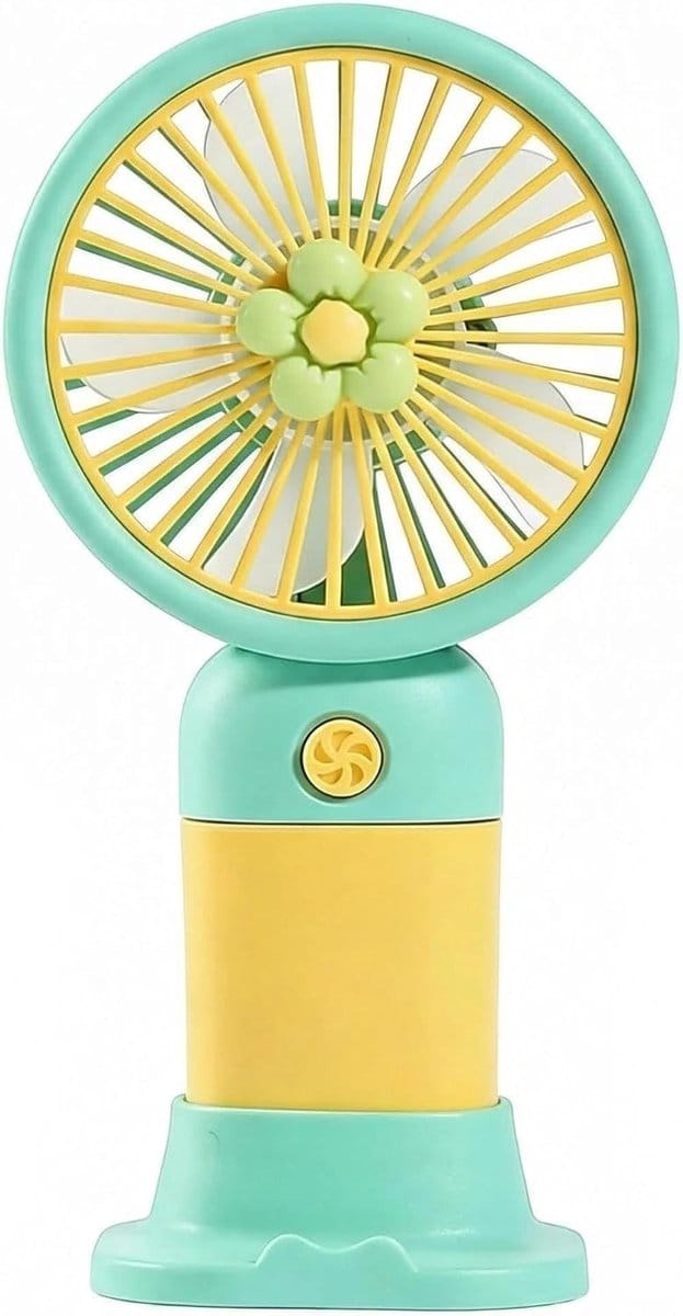 Handventilator, schattige bloemvormige handventilator voor op het bureau, oplaadbare mini-ventilator, USB-oplaadbare handventilator, een onmisbare handventilator voor verkoeling thuis (groen).