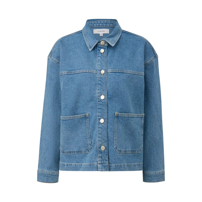 Dames Spijkerjas met Relaxed Fit en Knopsluiting COMMA