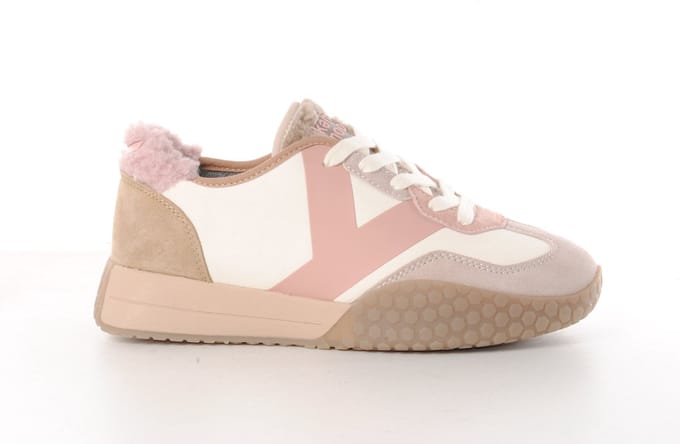 Keh Noo dames sneaker Drake D suède beige en roze