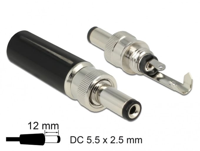 Delock Connector DC 5.5 x 2.5 mm with 12.0 mm length male soldering version