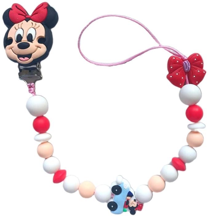 Siliconen speentouw met Minnie - rood