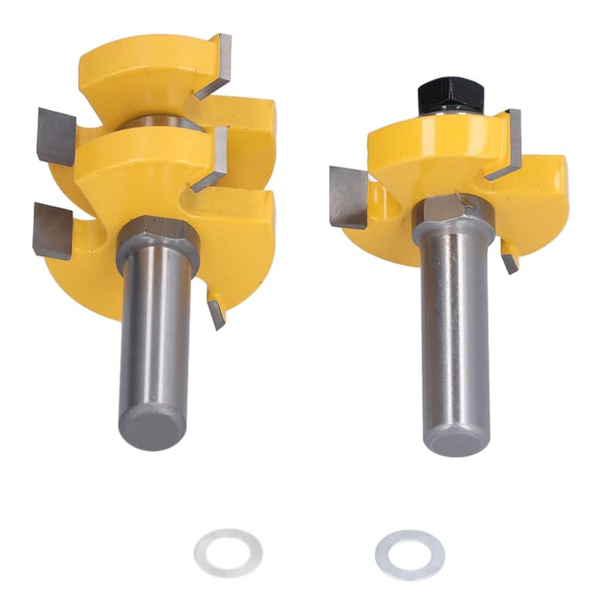 2 stuks Tand en Groef Frees T-vorm 3 Tanden 2 Lagers Houtbewerking Frees 12 inch Schacht