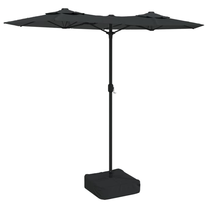 vidaXL - Parasol - dubbel - dak - met - LED's - 316x145 - cm - antracietkleurig