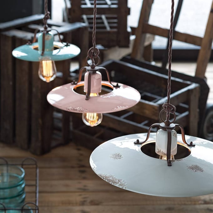 Ferroluce Giorgia vintage hanglamp in turquoise