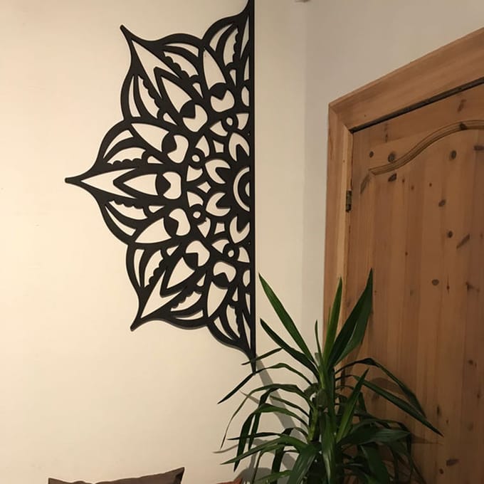 FBRK. Geometrische Boho Halve Mandala - Black