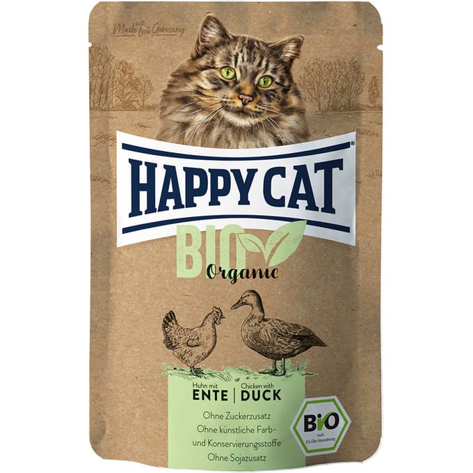 Happy Cat Bio Pouch 6 x 85 g Kattenvoer - Bio-Kip & Bio-Eend