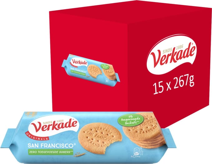 Verkade San Francisco koekjes - Zero - 0% toegevoegde suiker - 15 x 267 gram