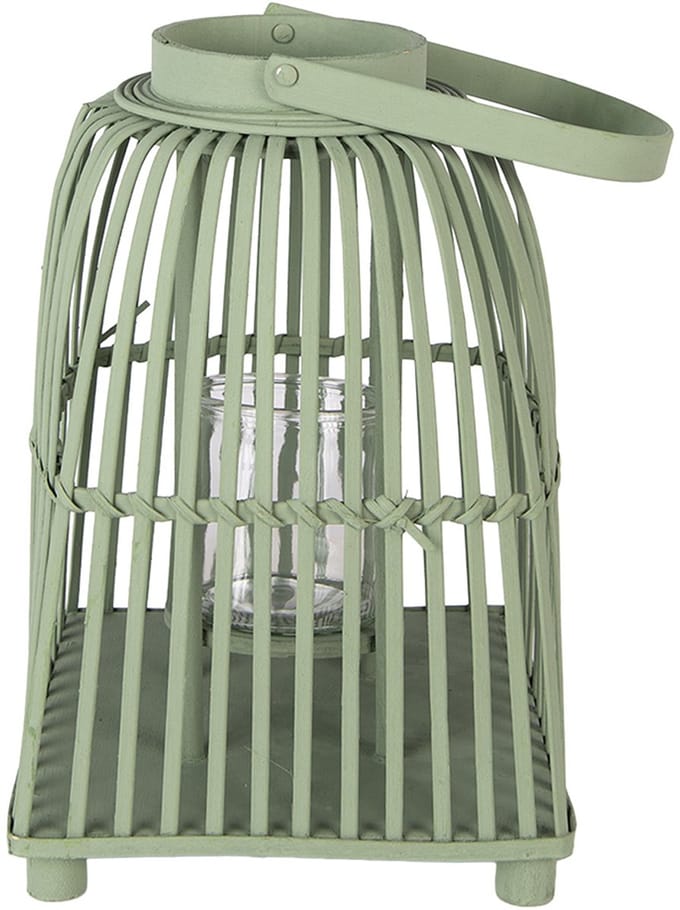 Clayre & Eef Windlicht 24x24x36 cm Groen Rotan