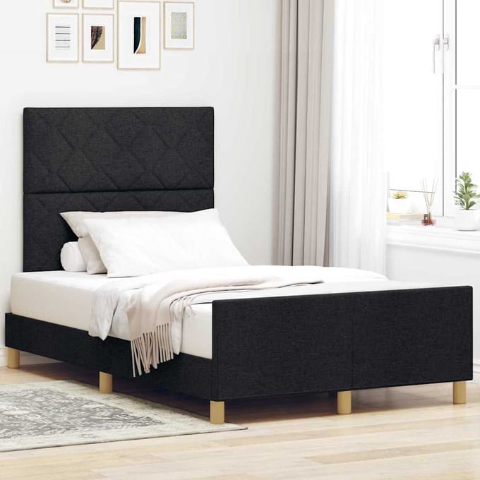vidaXL - Bedframe - met - hoofdeinde - Zwart - 120 - x - 200 - cm - Stof