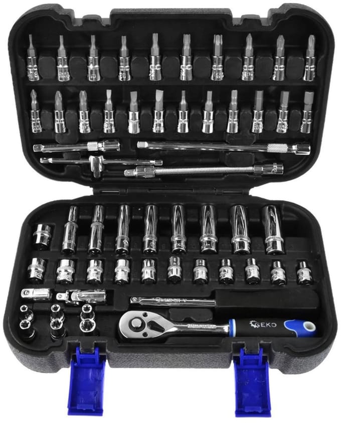 GEKO Torx dopsleutelset - 56-delig - Chroom-vanadium - Ergonomische ratel 1/4"