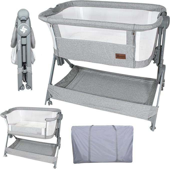 Compact Inklapbaar Babybed voor Reis - Verstelbaar en Draagbaar, Inclusief Matras