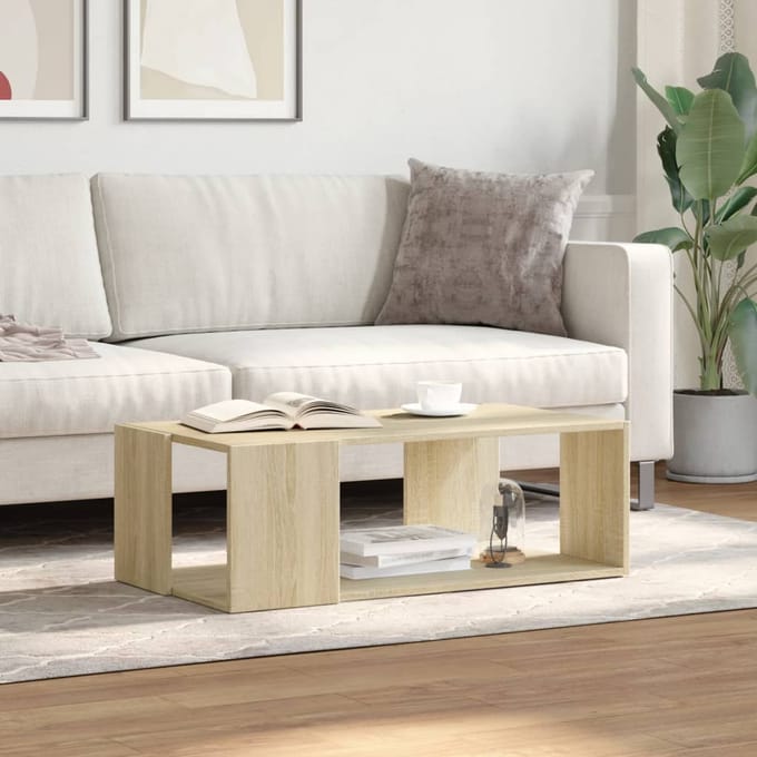 vidaXL - Salontafel - 89,5x48x30 - cm - bewerkt - hout - sonoma - eikenkleurig