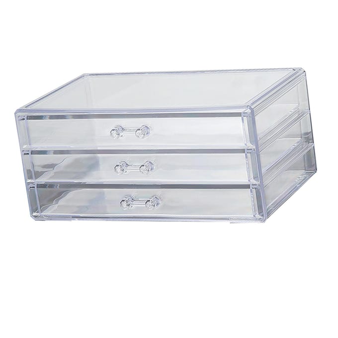 Acryl Make-up Organizer Multifunctioneel Grote Capaciteit Transparante Lade Opbergdoos voor Kaptafel Badkamer white