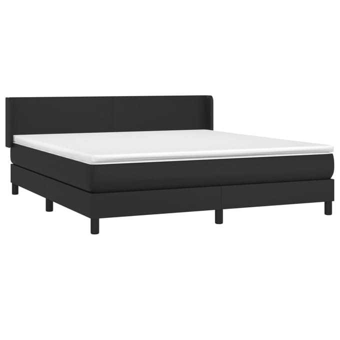 vidaXL - Boxspring - met - matras - kunstleer - zwart - 180x200 - cm