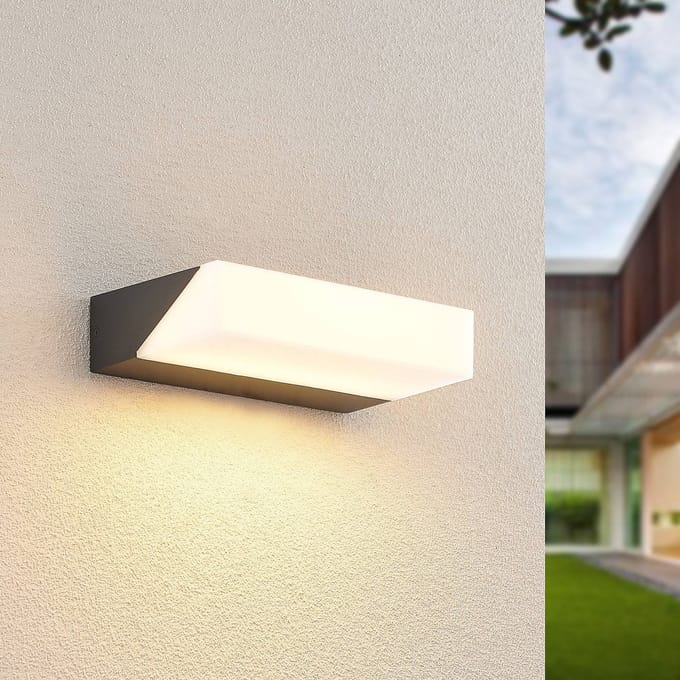 Lucande LED buiten wandlamp Golnar, antraciet, 25 cm