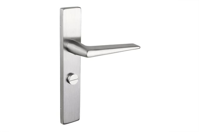 Lavuzo deurkruk Modena RVS met rechthoekig schild WC63/8 badkamersluiting | Per set | Rvs deurkruk