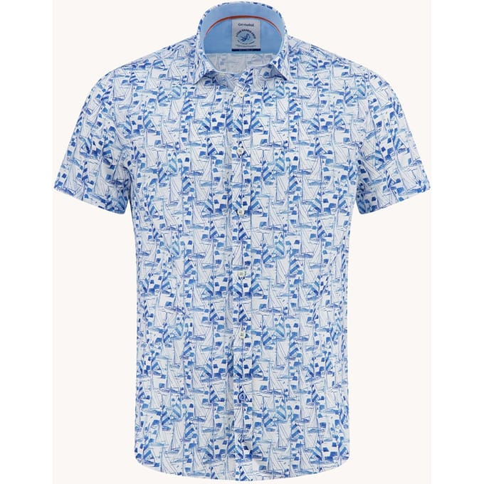A Fish Named Fred A Fish Named Fred Overhemd Korte Mouw Sailing Boats Light Blue  3XL