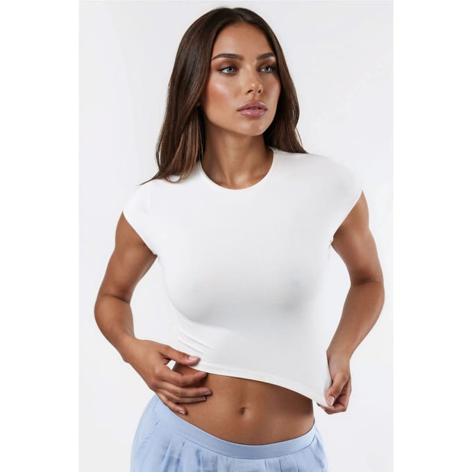 Ronde Hals Effen Cropped T-Shirt