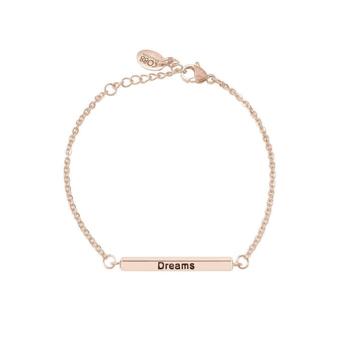 CO88 Collection Inspirational 8CB 19005 Stalen Armband met Staaf en Tekst - Lengte 17 + 3 cm - Rosékleurig