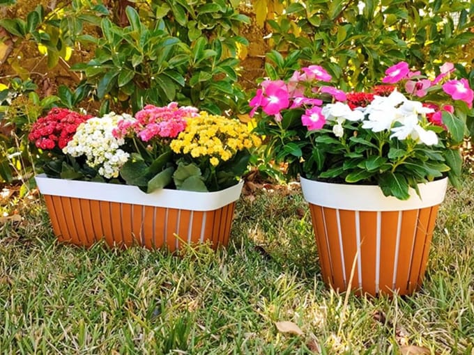 Bloempot 'Kreta' 30 - Bruin / Wit - Buiten - Rond