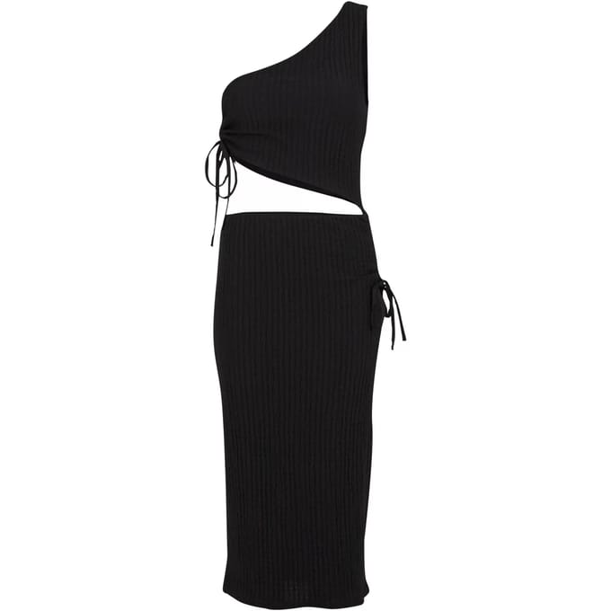 Urban Classics Cut-Out Jersey jurk Dames Midi-jurk - zwart - M